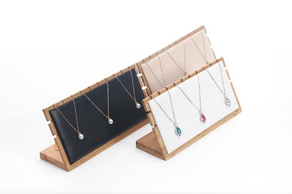 

jewelry pouches, bags wedding necklace pendant holder wooden beads organizer box beige velvet wood tray display stand, Pink;blue