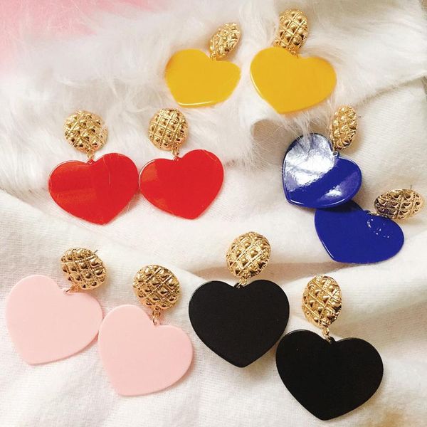 

dangle & chandelier ztech exaggerated big brand earring vintage metal acrylic love earrings girl heart for women christmas jewelry, Silver