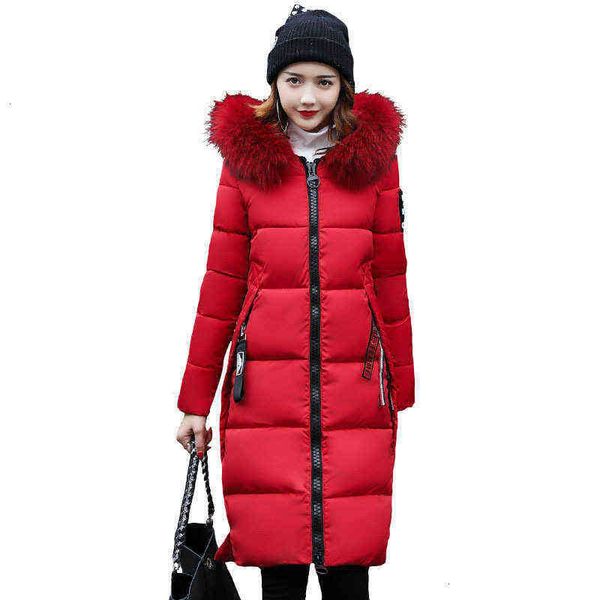 

2021 color large wool collar long women's cotton et korean, Black;white