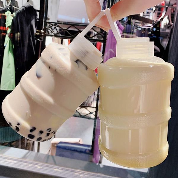 

10pcs net red 500ml transparent water bucket packaging milk tea coffee yogurt juice drinking bottles party birthday favors cups disposable &