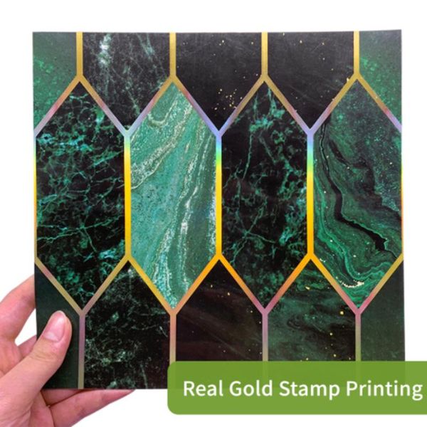 

thicken wall stickers pvc green bronzing luxurious waterproof mosaic tile sticker bedroom living room home decoration party