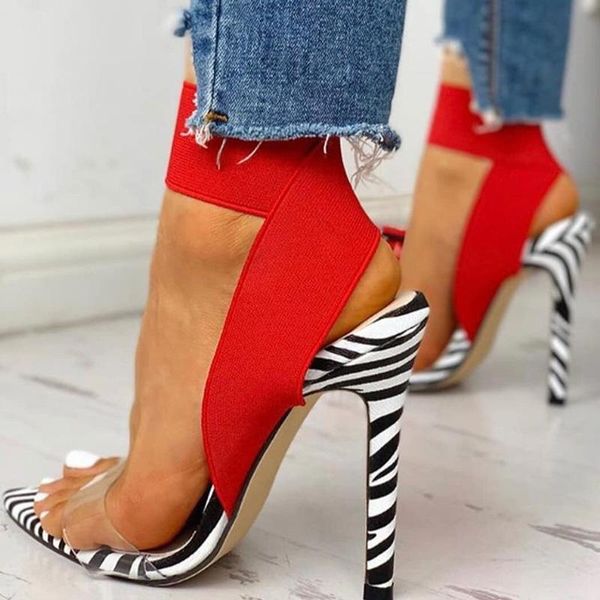 

dress shoes woman sandels heels elastic band pumps women high stiletto leopard zebra fashion party sandal, Black
