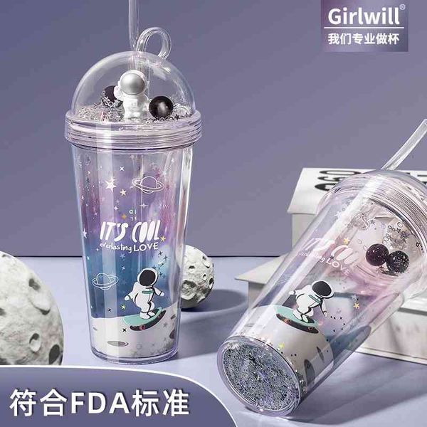 

girlwill net red space cup straw creative plastic gift water summer cup