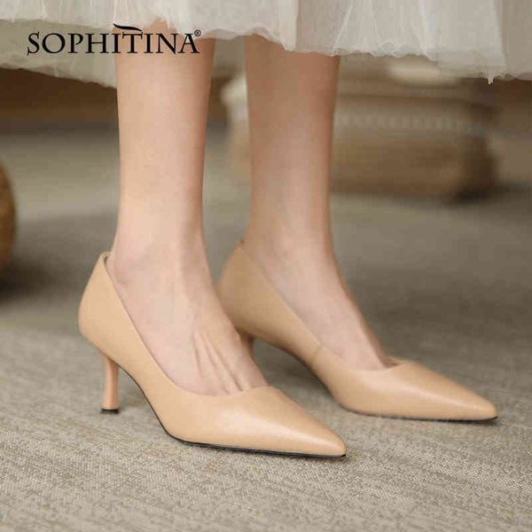 

sophitina elegant pointed toe women's shoes pattern shoes stiletto high-heeled comfortable office ladies pumps ao177 210513, Black