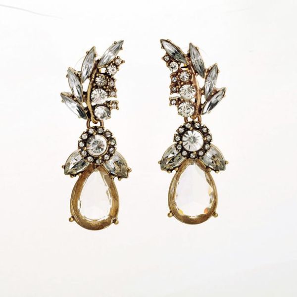 

dangle & chandelier bulk price resin glass leaf flower drop earrings fashion gold color vintage pierce for women jewelry, Silver