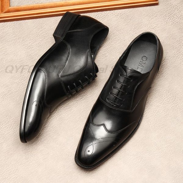 

formal lace up business wedding office brogue shoes genuine leather business men dress shoes fashion black oxford shoes for men