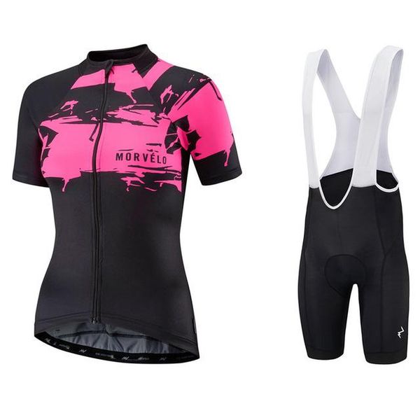 

racing sets summer 2021 morvelo cycling jersey set women's team mountaineering short sleeve suit breathable bib shorts bike clothing, Black;blue