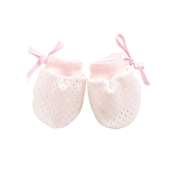 

1pair boy breathable mesh thin style born mittens summer anti scratching baby gloves gift cute accessories adjustable soft children's, White