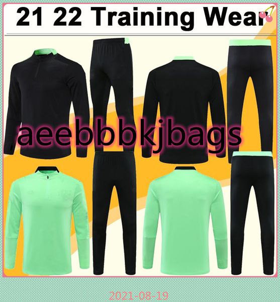

21 22 rashford pogba cavani mens tracksuits soccer jerseys mata martial fernandes training wear set black green football shirt long sleeve