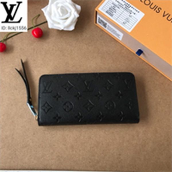

clutches brand designer luxury vrgj m60549 black new purse embossed cowhide zipper wallet men real leather compact long chain wallets evenin, Red;black