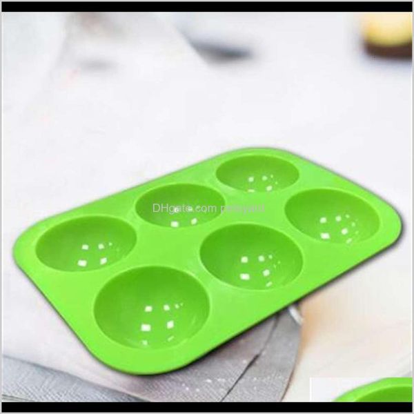 Cozinha de Bakeware, Bar de Jantar Home Garden10 Cores Semi Molde 6 Buracos Meia Esfera De Esfera De Chocolate Sile Molde Rodada Bolo Bolo De Cozimento Moldes para Dess