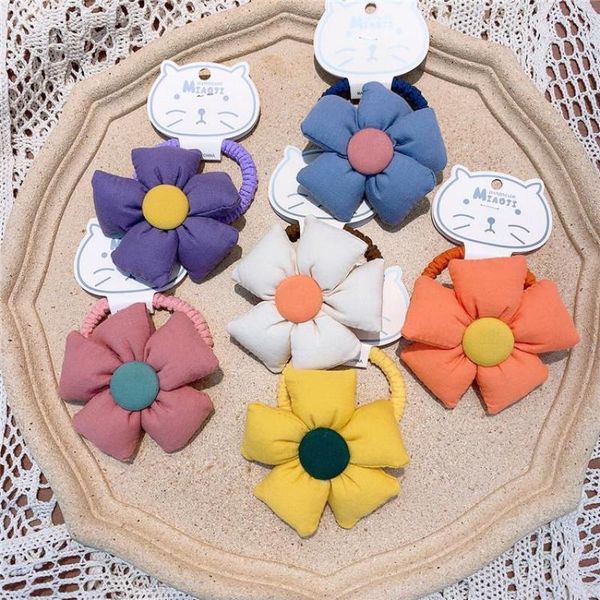 

hair accessories cute flowers elastic bands for girls children ponytails ring kids daily styling tools head rope headdress, Slivery;white