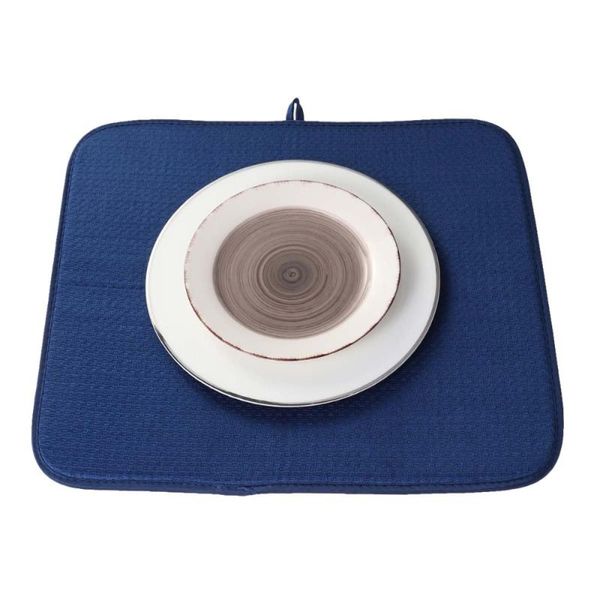

mats & pads dish tableware drying mat multipurpose heat resistant absorbent table rectangular cup (blue)