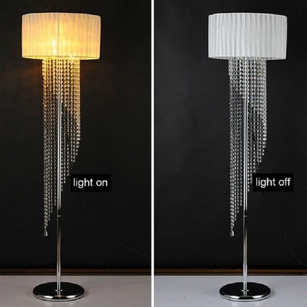 

nordic modern foot switch button led floor lam metal cloth crystal bright wedding glass decorative lighting stand lamp lamps