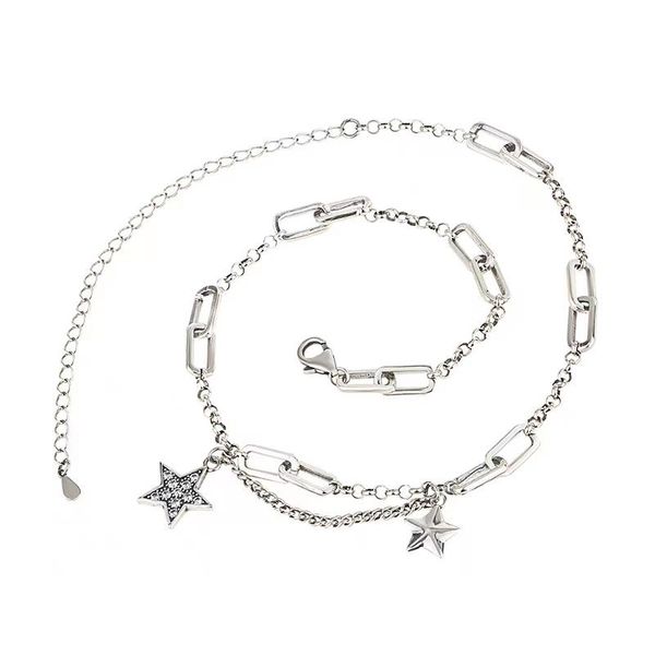 Cadeias Trendy 925 Sterling Silver Personality Stars Misture Chain Colar para mulheres Choqueiro Japon Thai Clavicular Presente