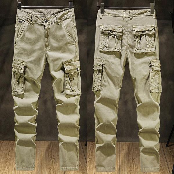 

men's pants fashion cargo mens casual multi pockets tactical men outwear straight slacks long trousers large size m0ly, Black