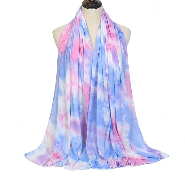 

women tie-dyed hijabs shawls large size scarf female cotton head wrap islamic clothing foulard 180*85cm, Blue;gray