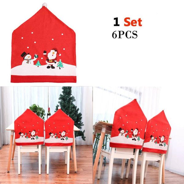 

chair covers 6pcs santa hat christmas decor kitchen dinner xmas cap party ornament year supplies gift #f#w