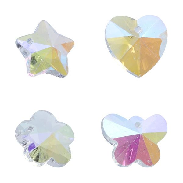 

hoop & huggie 80pcs resin star heart butterflies flower pendant charm jewelry making accessory, Golden;silver