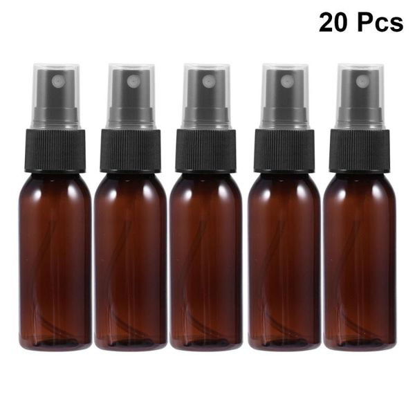 

storage bottles & jars 20pcs mini small empty spray bottle for make and skin care refillable travel use (brown with black sprayer)