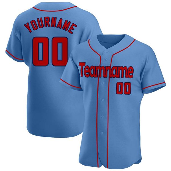 

custom light blue red-navy-005 authentic baseball jersey, Blue;black
