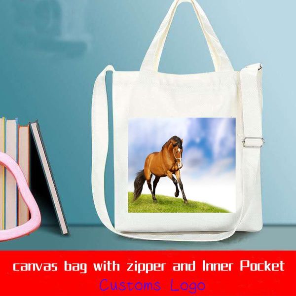 

shopping bags women portable canvas bag schoolgirl simple zipper shoulder fashion casual tote outdoor ladies reusable