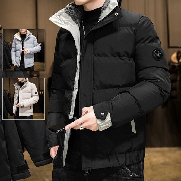 

2021 new winter korean version trend down warm thickened men's cotton padded et fashion, Black