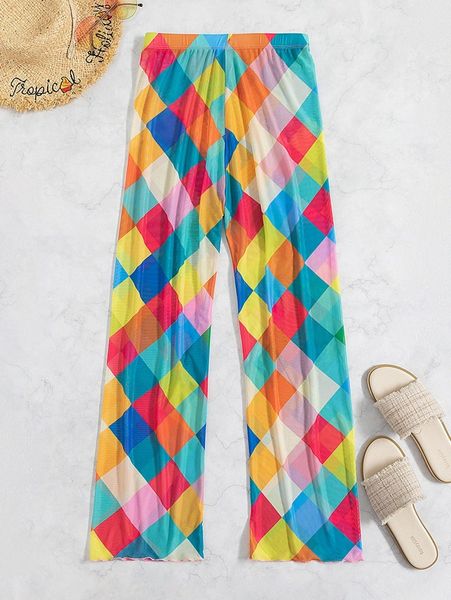 

color block cover up pants c9kx#, White;black