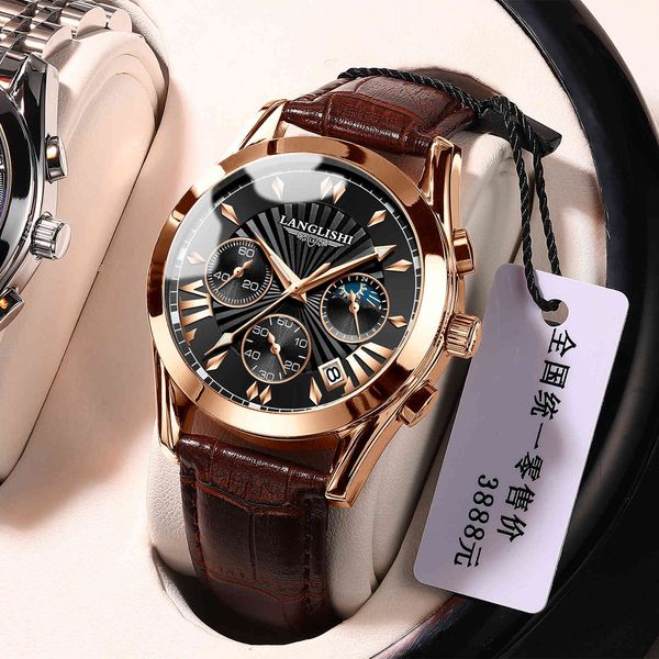 

2021 new multifunctional luminous men's watch student korean trend waterproof quartz belt non mechanical, Slivery;brown