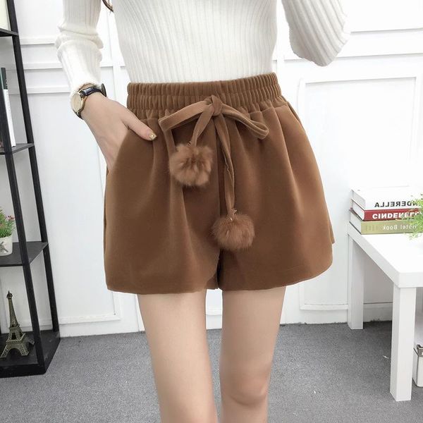 

women's shorts 2021 casual autumn winter high waist wide leg short pants elegant office wear plus size korean style mini, White;black