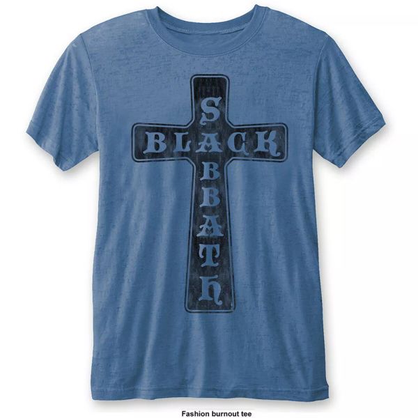 

black sabbath official blue cross burnout t-shirt men unisex, White;black
