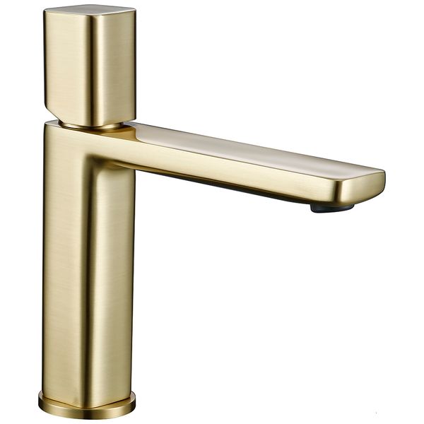 

bathroom sink faucets brushed gold brass single hole handle deck mounted basin and cold water drxr