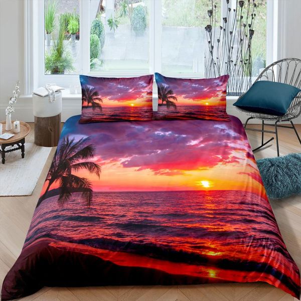 

bedding sets 3d digital sunset landscape duvet cover set,coconut giraffes with pillowcase,home bedroom decor quilt set