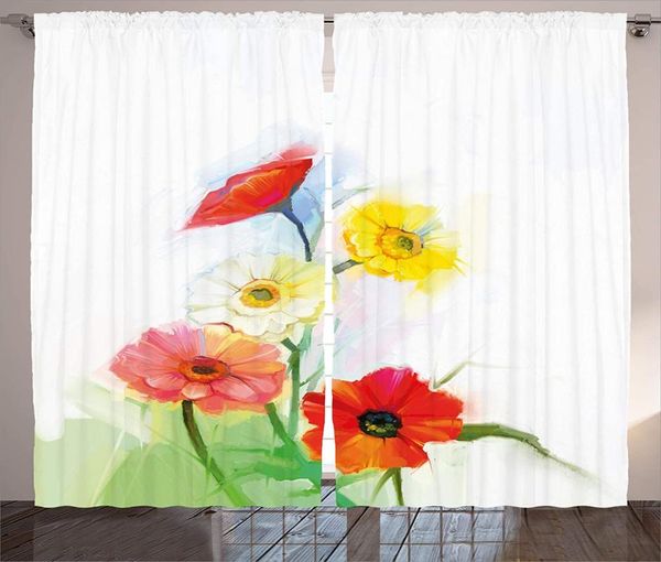 

curtain & drapes flower curtains abstract oil painting poppy patterns fresh spring expressionist artwork window for living room