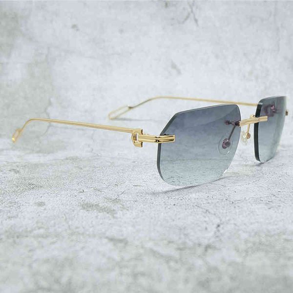 

2022 factory wholesale model metal trending product shades eyewear fashion rimless eye protect gafas sol o7g4 sunglasses, White;black