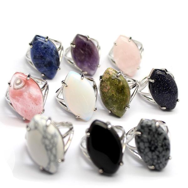 

wedding rings natural gems stone crystal for women horse eye reiki healing turquoises clear quartz fashion finger ring resizable, Slivery;golden