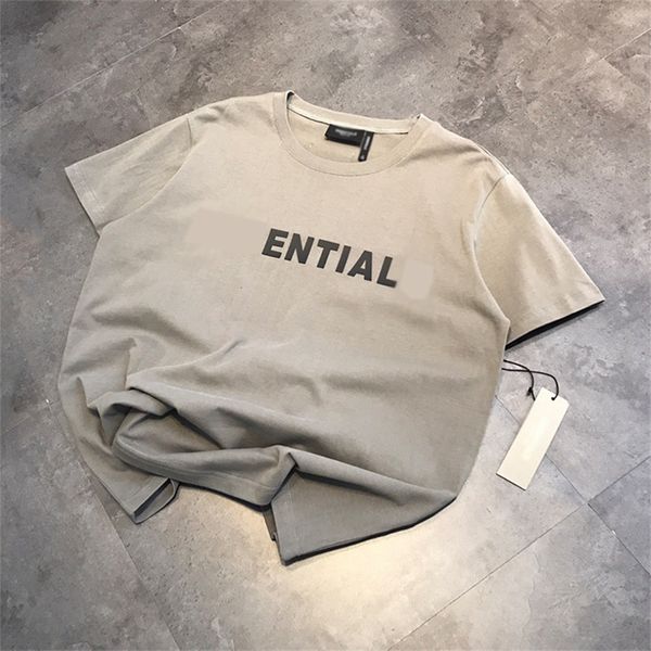 

2022 spring and summer new es double line high street reflective short sleeve t-shirt women's fashion t-shirt men's, White