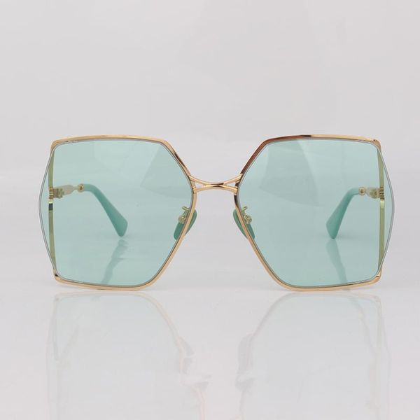 

square metal frame women sunglasses clear green lenses trips, White;black