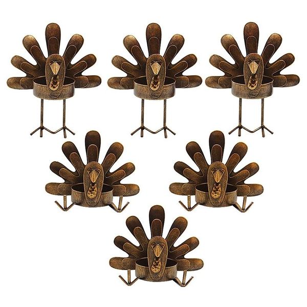 

candle holders 6 pack metal turkey tea light holders, thanksgiving decoration for home, holder,candle holder