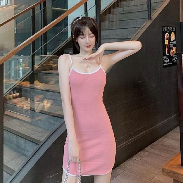 

casual dresses summer dress women bodycon party backless spaghetti strap mini halter sundresses club ladies evening sundress 2021, Black;gray