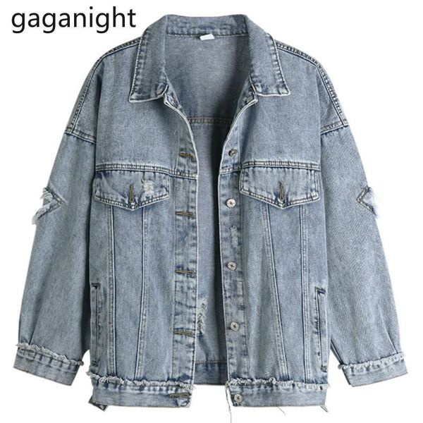 

women's jackets gaganight causal loose women jeans jacket hole vintage girl fashion denim coat spring autumn chic korean short, Black;brown