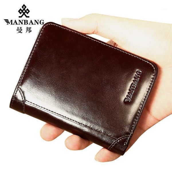 

manbang male genuine leather wallets men wallet credit business card holders vintage brown purses, Red;black
