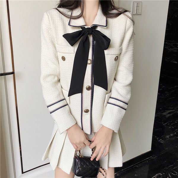 

skirt autumn ladies define single arc breasted longer tweeds coats + flipped skirts in high short belt slim of tender women c0si, Black