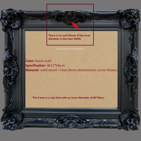 

frames black european style corner flower frame solid wood oil painting outer classical mirror pure mamirror