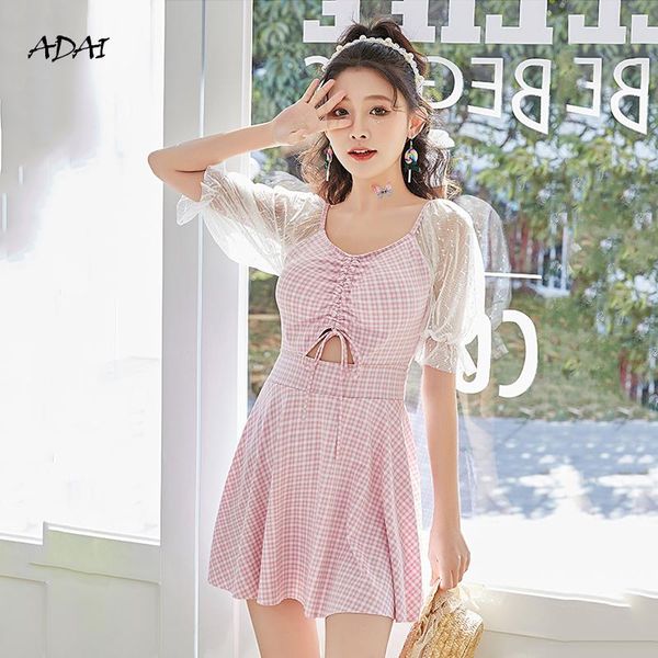 

one-piece suits women's swimwear 2021 bathing swimsuit with skirt sleeves bikini hollow out waist monokini summer beachwear