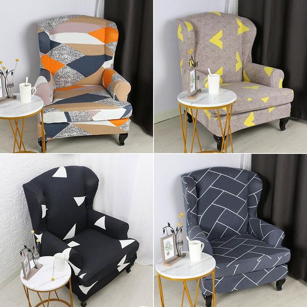 

wing back chair cover elastic armchair slipcover sofa all-inclusive sloping armrest protector office decor covers