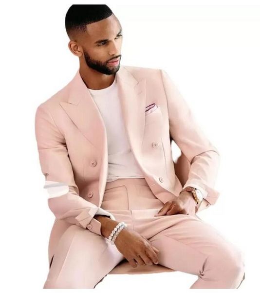 

2 pieces pink wedding tuxedos slim fit costume homme men suits tuxedo terno masculino prom groom formal wear custom made blazer jacket pants, White;black