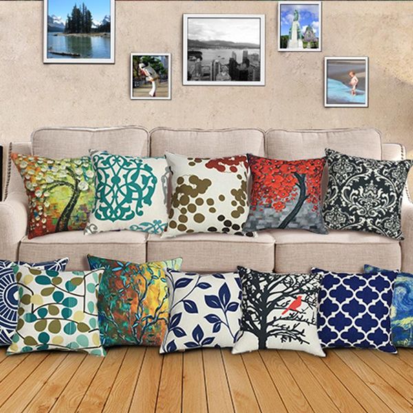 

cushion/decorative pillow american country simple cotton and linen cushion thickened waist with core pillowcase factory wholesale