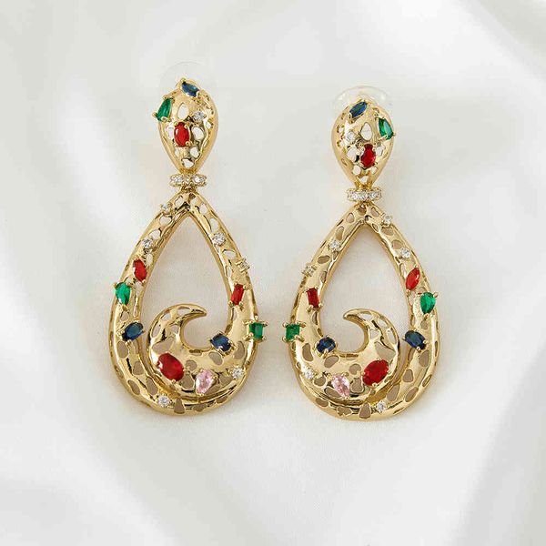 

fancy long pendant fashion jewelry light earrings women 2021 crystal accessories party gift girlfriend, Golden