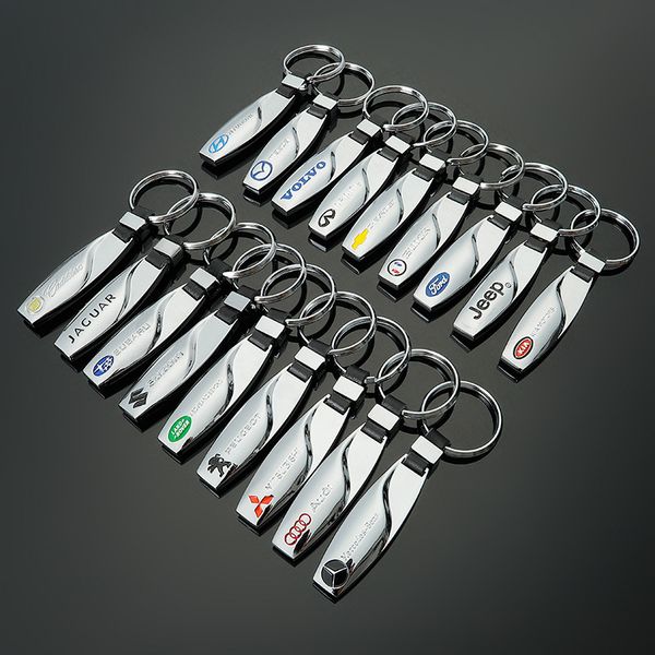 

water drop leather car metal keychain advertising waist key ring chain pendant, Slivery;golden